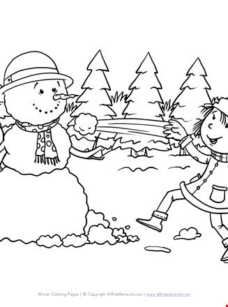 Snowball fight coloring page all kids network coloring pages printable activities for kids snowball fight