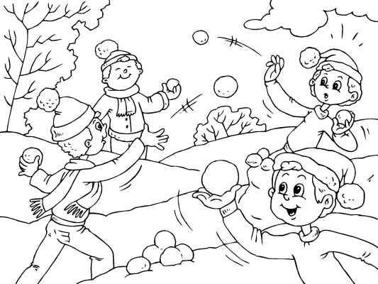 Snowball fight have fun coloring online or print just one of the awesome winter coloring pages oâ coloring pages christmas coloring pages bible coloring pages