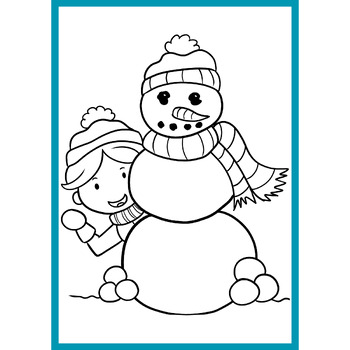 Snowball fight at winter coloring pages winter coloring pages tpt