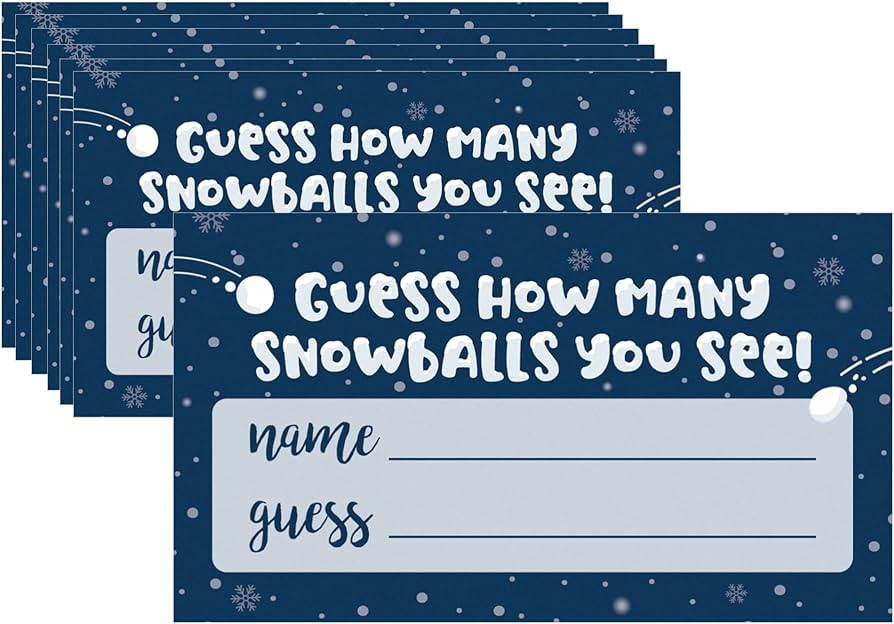 Distinctivs winter holiday party games â how many snowballs do you see guessing game â extra guessing cards
