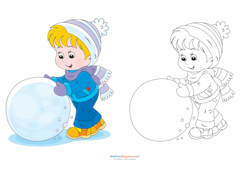 Match up coloring pages â rolling a snowball