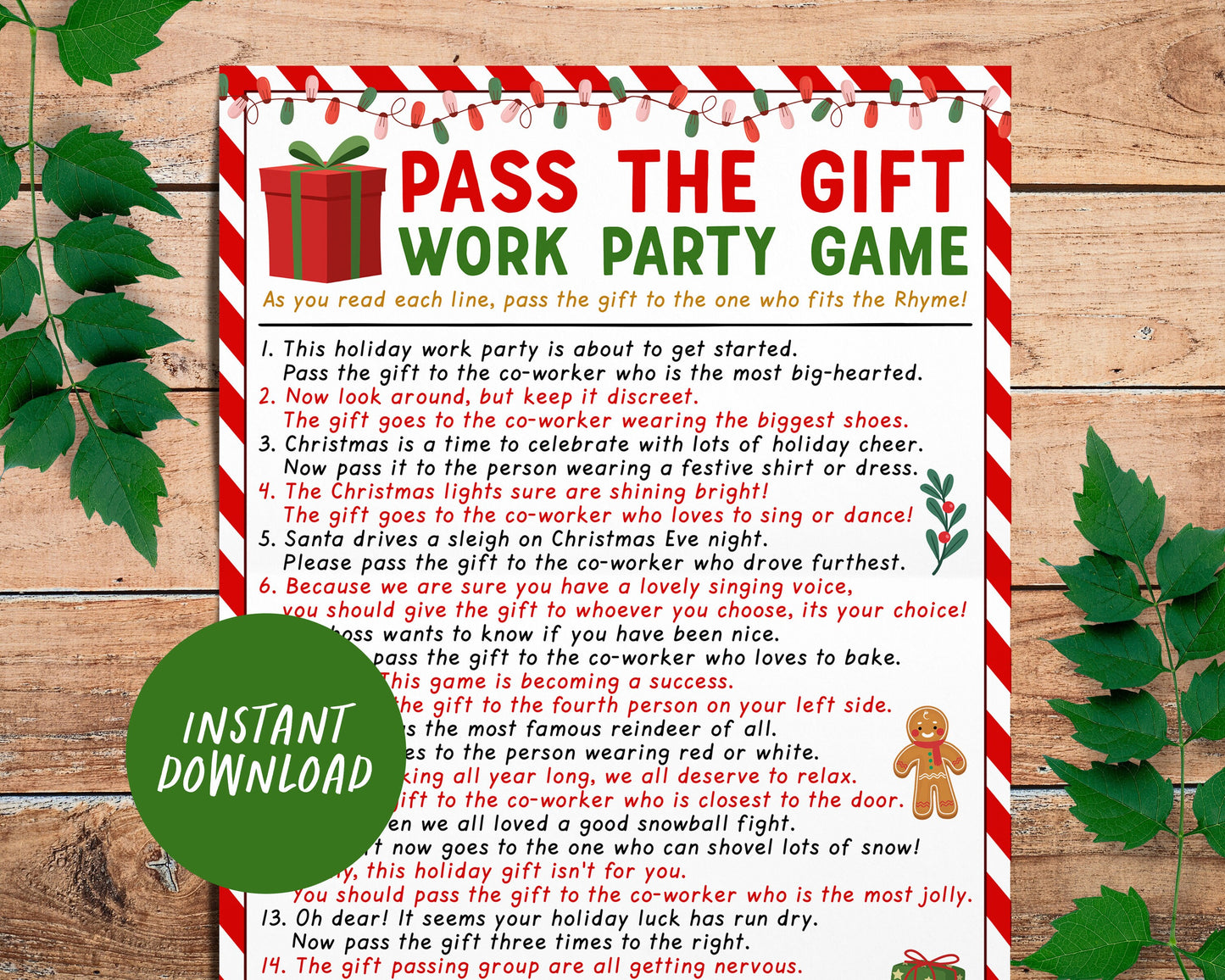 Pass the gift work party game printable christmas holiday pass the pr â puff paper co