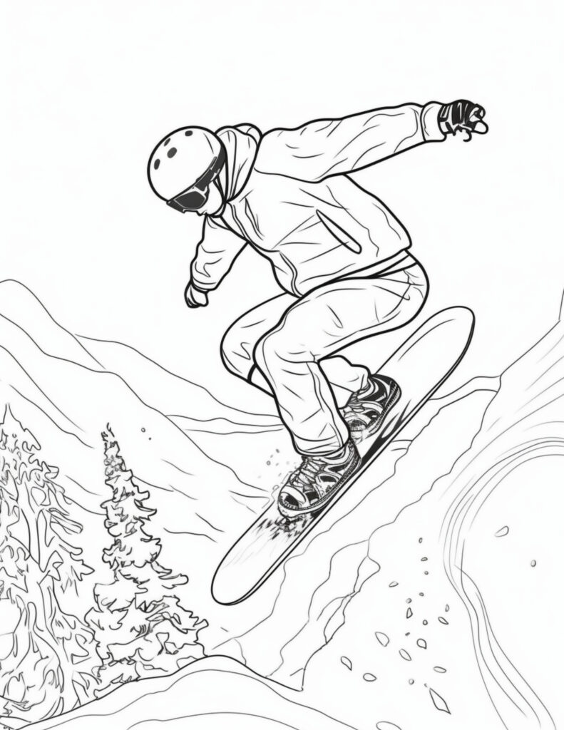 Snowboarding coloring pages