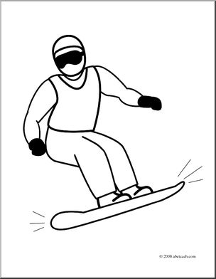 Clip art snowboarding coloring page i