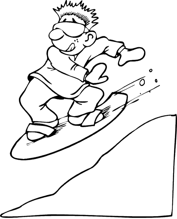 Snowboarding coloring page snowboard