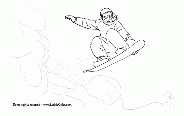 Snowboard winter coloring page
