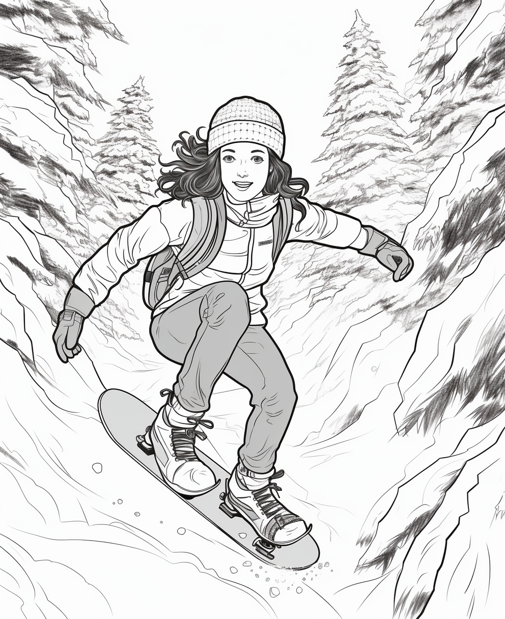 Girl on a snowboard coloring page for kids years old coloring pages ñðñððµñðñðññ