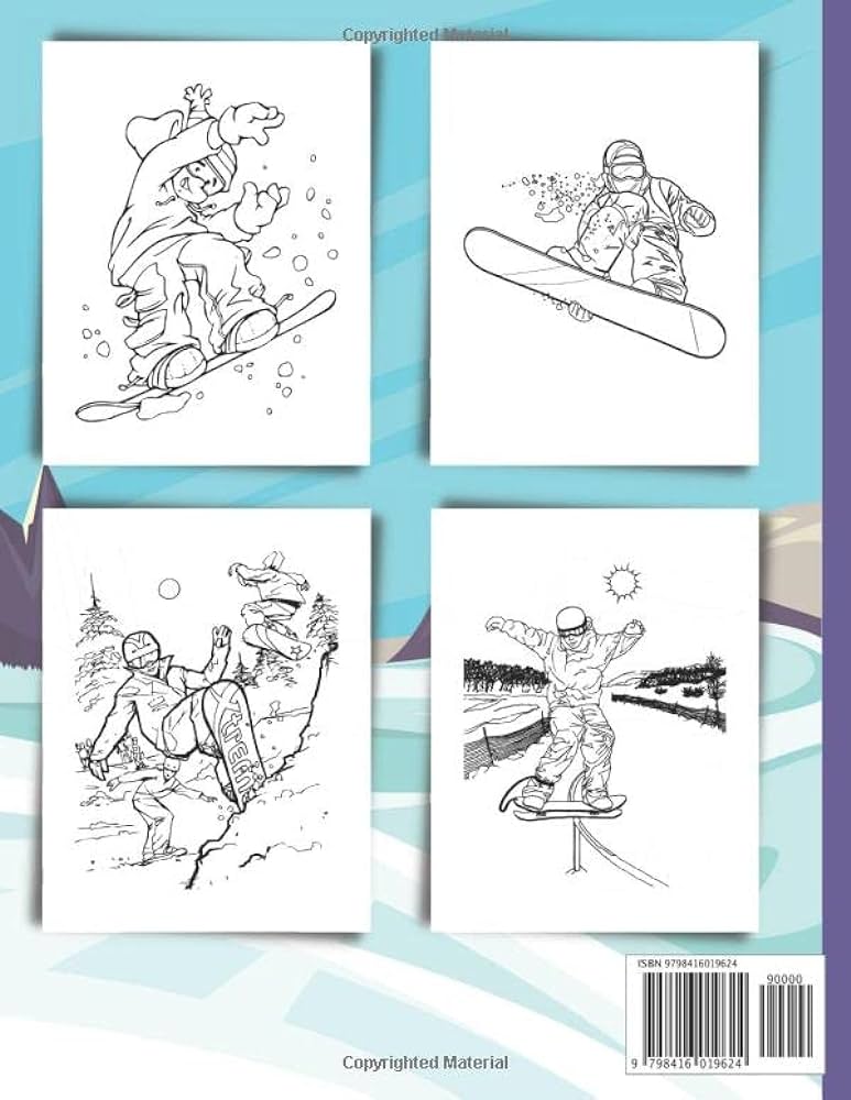 Snowboard coloring book fantastic winter sports drawing activity book for boys who love snowboardingover pages to colorhours of fun guaranteed stico arty books