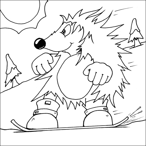 Snowboarding hedgehog my free colouring pages