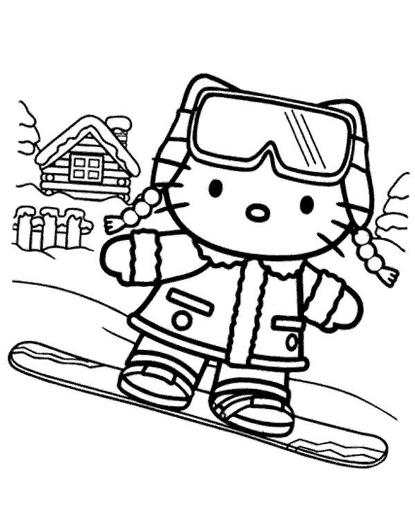 Winter hello kitty printable picture