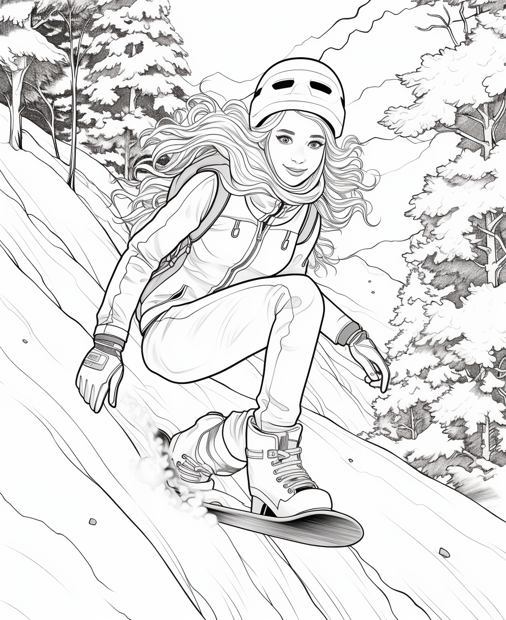 Girl on a snowboard coloring page for kids years old coloring pages ñðñððµñðñðññ