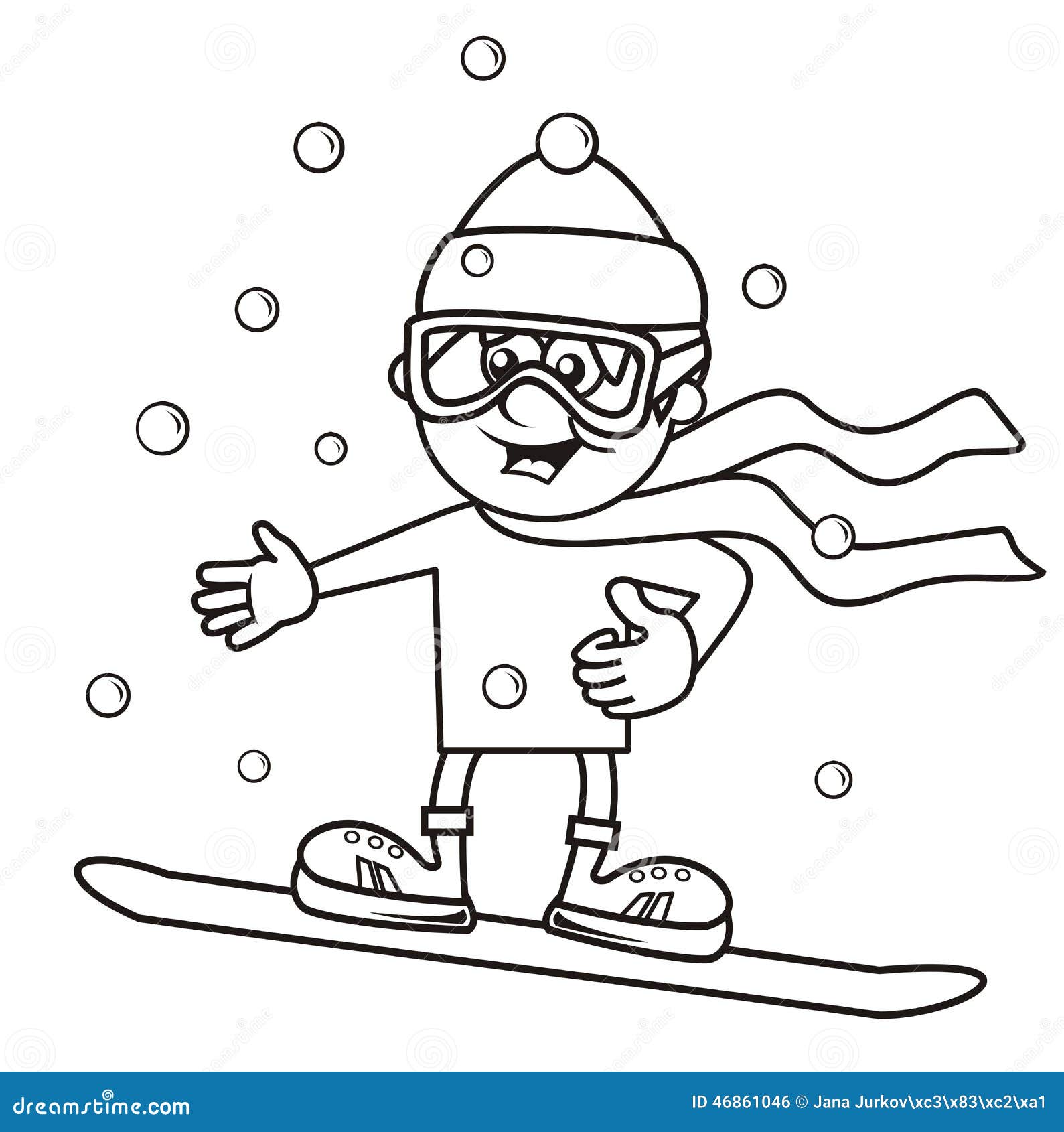 Boy and snowboard coloring stock vector