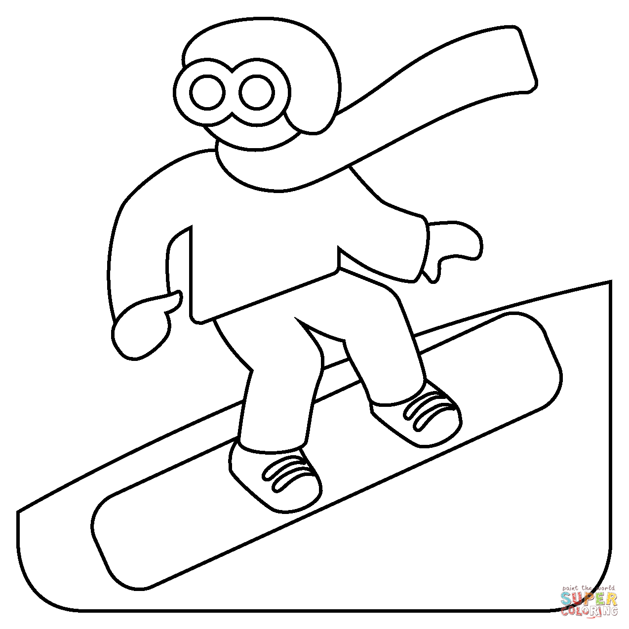 Snowboarder emoji coloring page free printable coloring pages