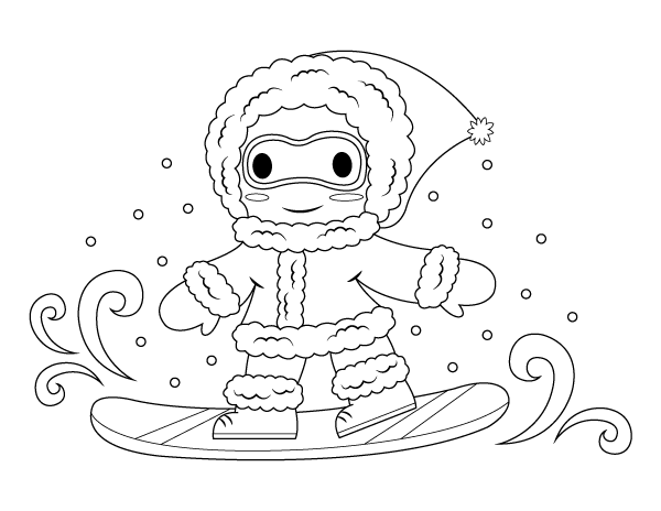 Printable snowboarding coloring page