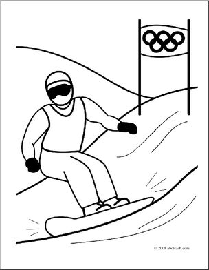 Clip art winter olympics snowboarding coloring page i