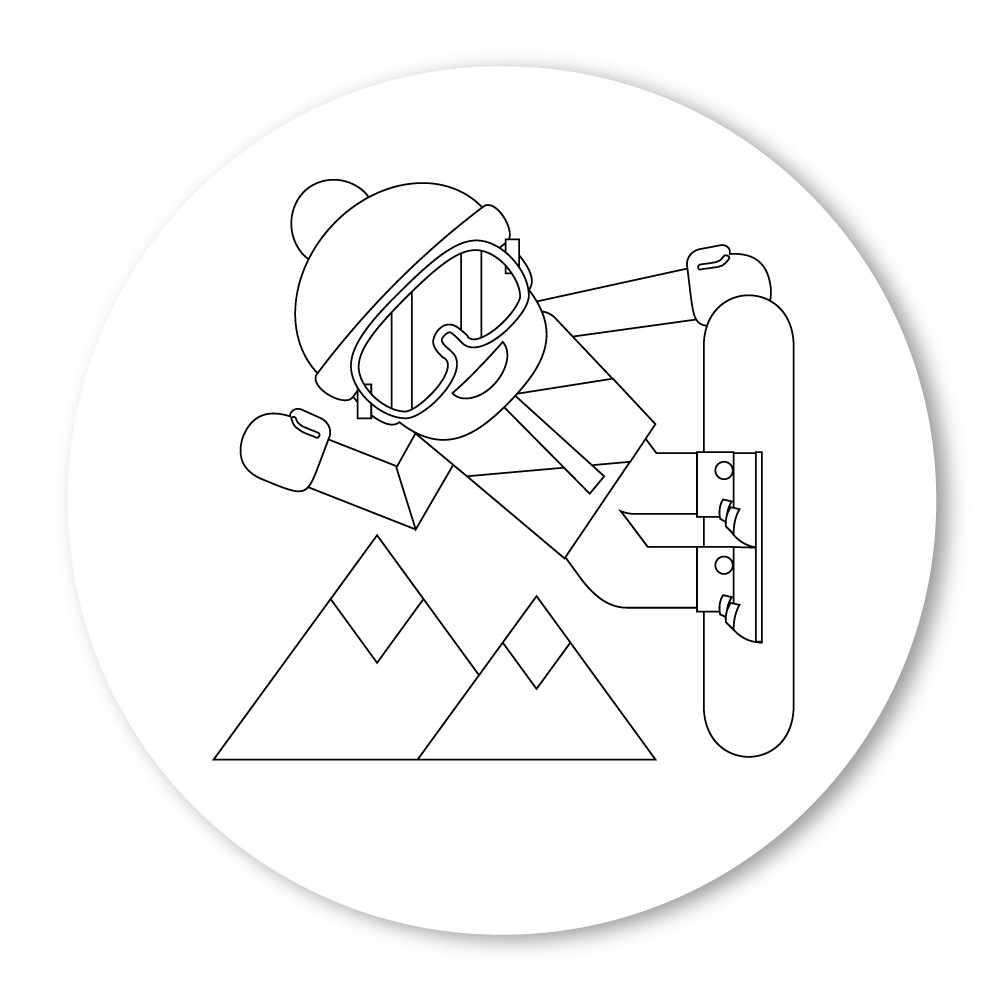 Emoji one coloring wall graphic circle snowboarder