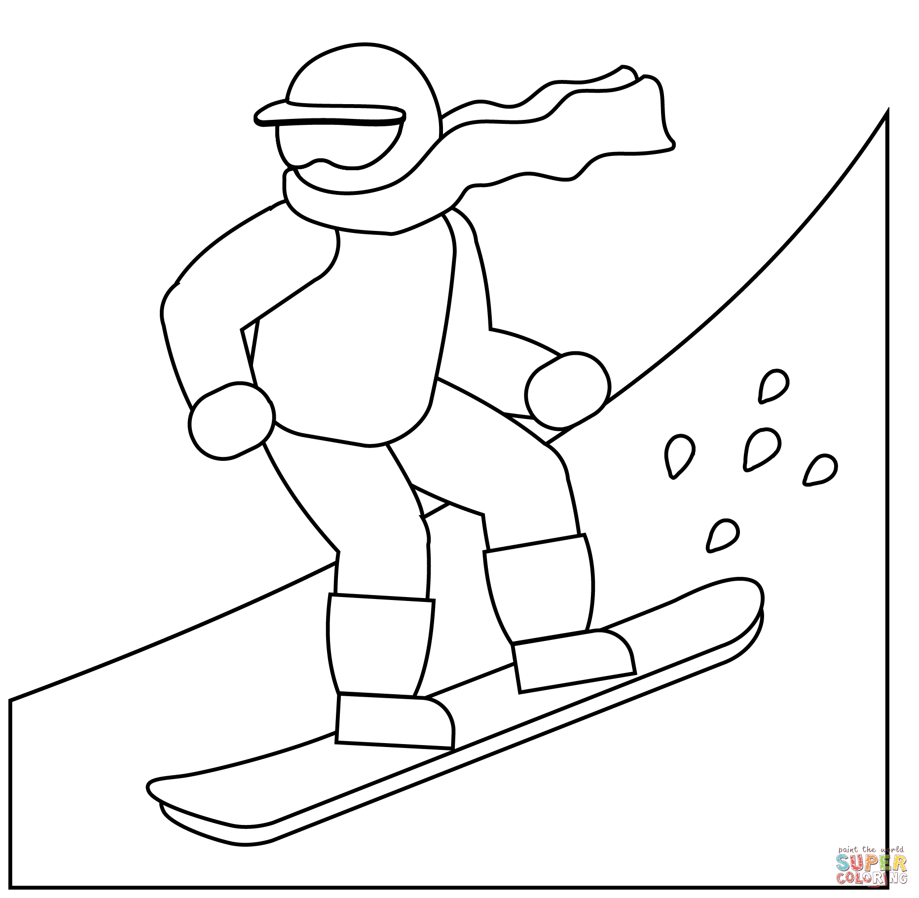 Snowboarder emoji coloring page free printable coloring pages