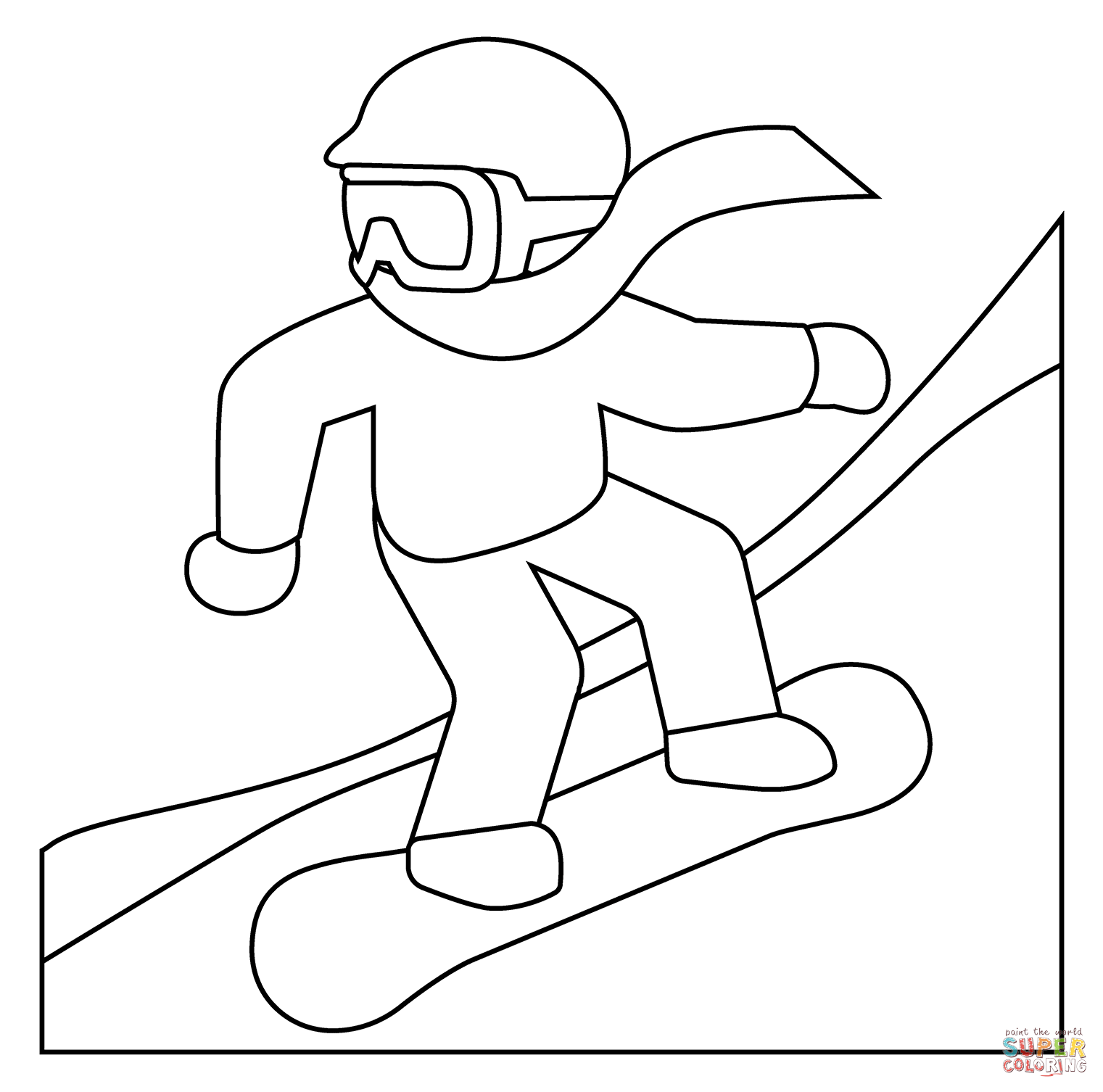 Snowboarder emoji coloring page free printable coloring pages