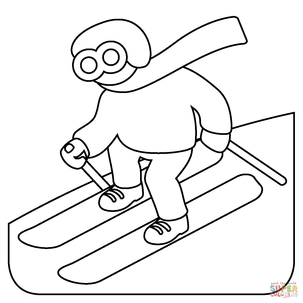 Skier emoji coloring page free printable coloring pages