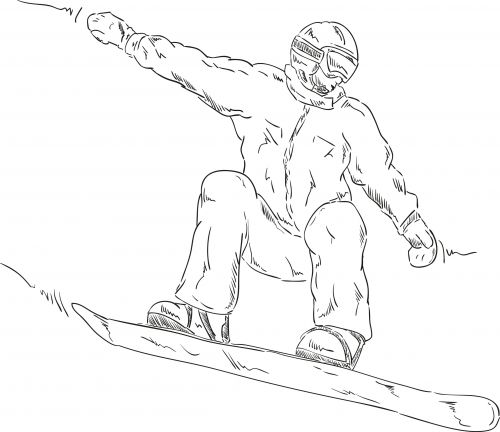 Snowboard coloring page