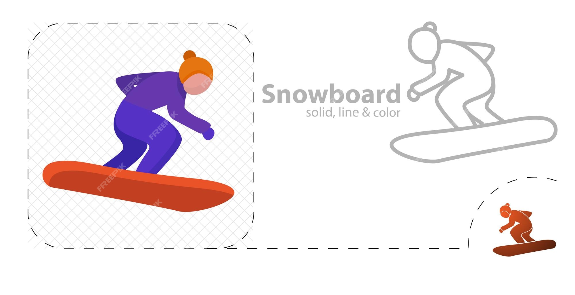 Premium vector snowboard isolated flat illustration snowboarder line icon