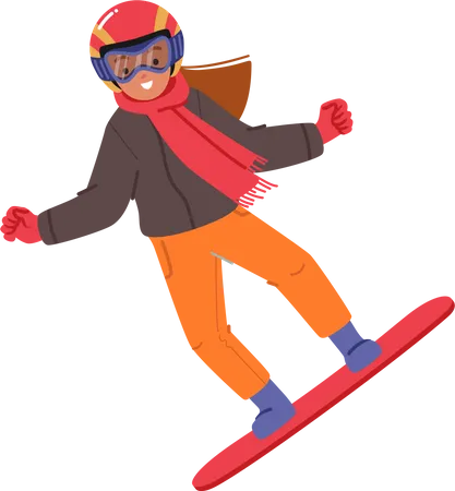 Little girl snowboarder illustrations