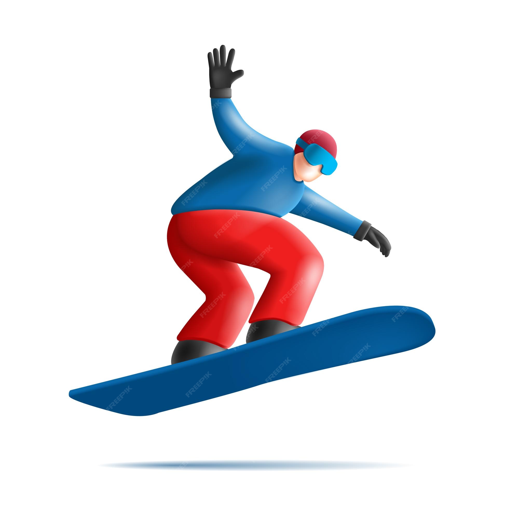 Premium vector snowboard jump race snowboarder d render character illustration in blue and red clothes