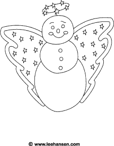 Christmas coloring page snow angel snowman