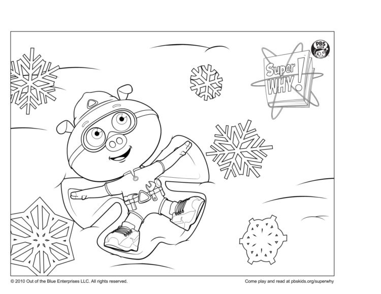 Alpha pig making a snow angel kids coloringâ kids for parents