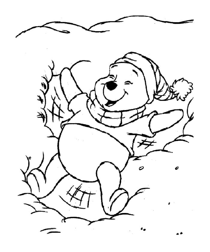 Get this winnie the pooh coloring pages easy pooh making snow angel on the ground