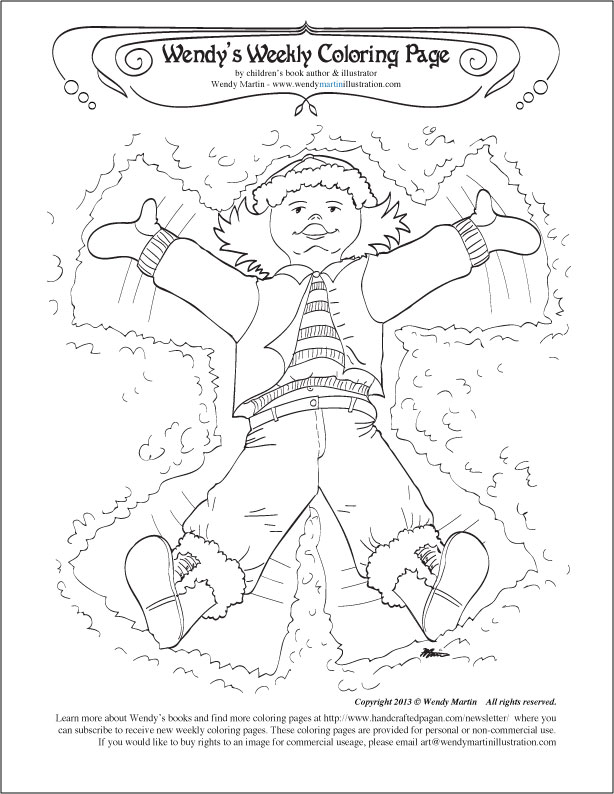 Making a snow angel coloring page