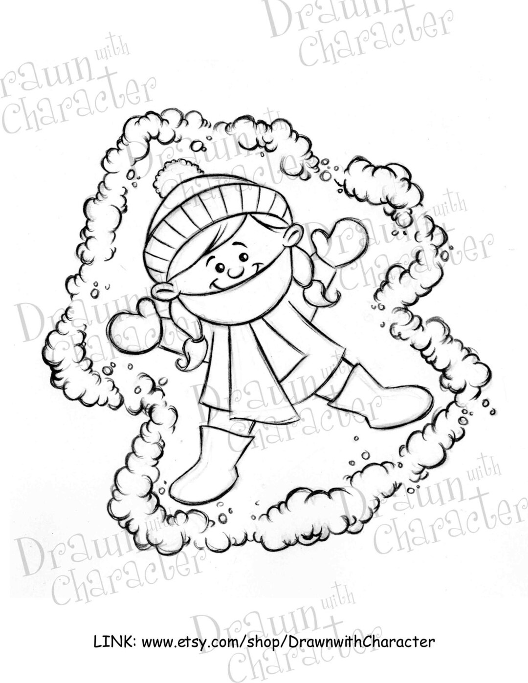 Kid snow angel digital clip art kopykake image w