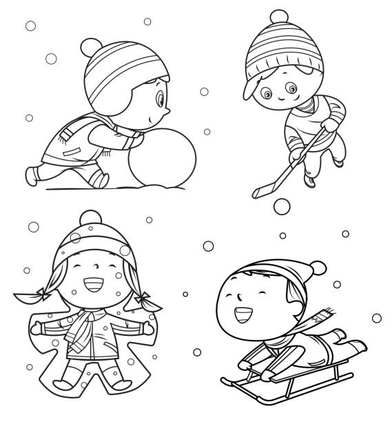 Snow angel cartoon stock illustrations royalty