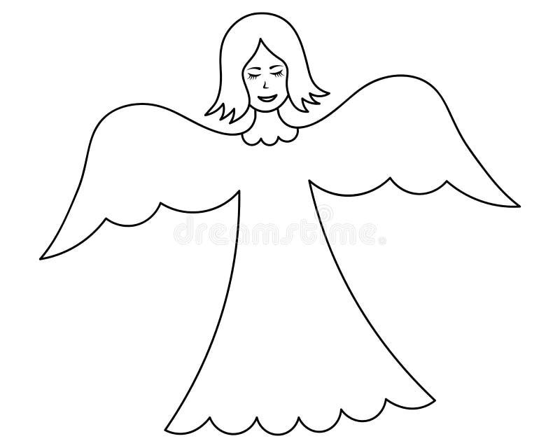 Snow angel sketch cute angel with wings vector illustration a fairy watching the snow in winter coloring book for kids stock vector