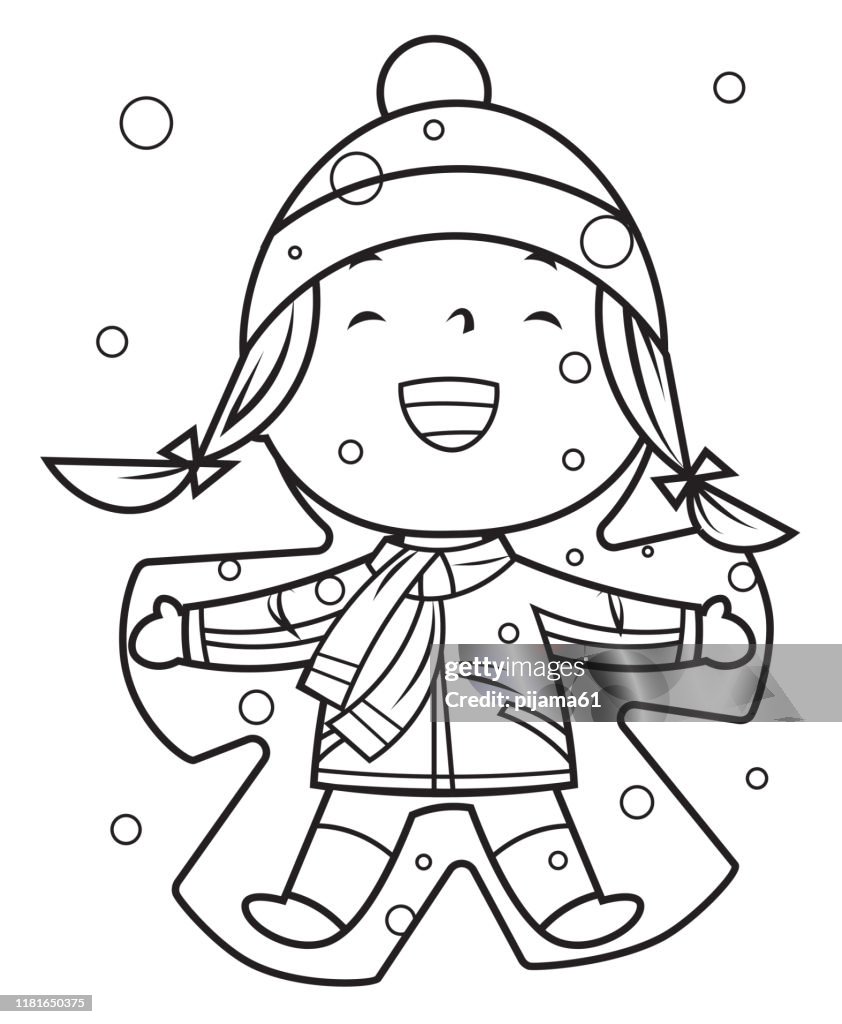 Coloring book snow angel girl high