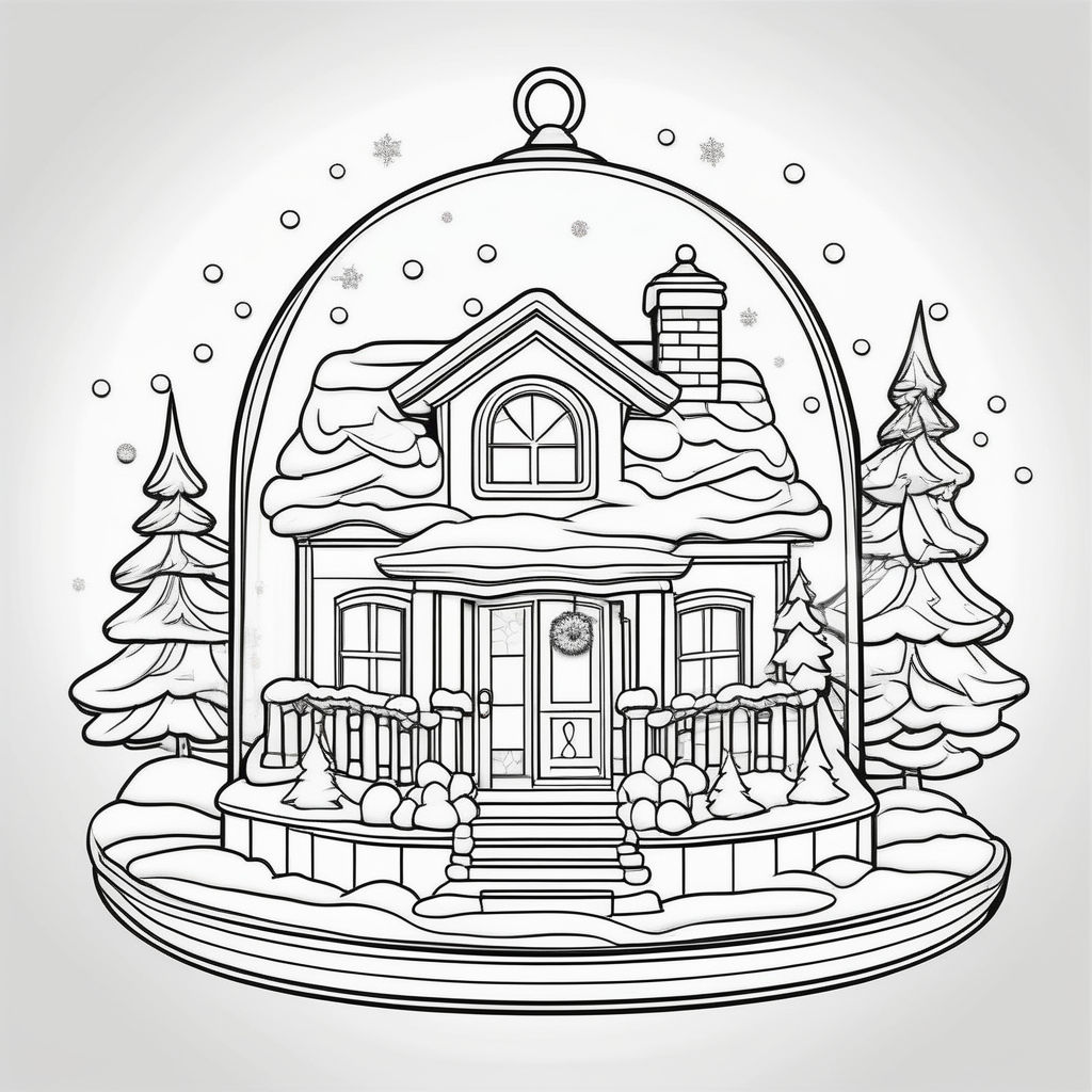 Coloring page no color dalmatian dressed as an angel in a snow globe