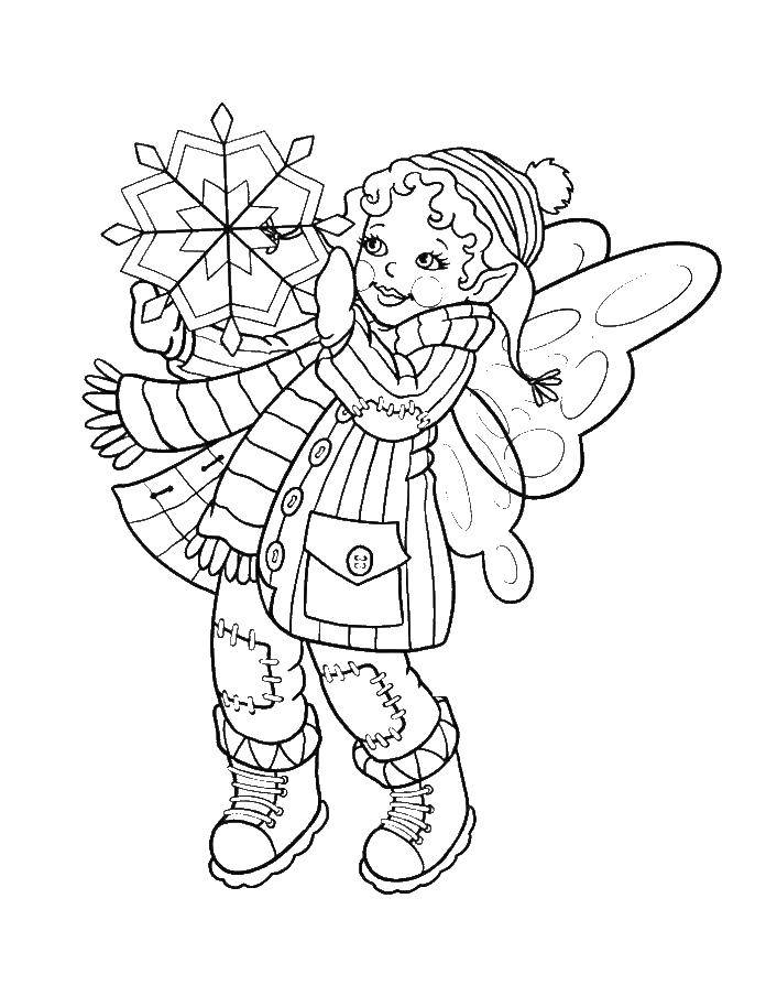 Online coloring pages coloring page fairy of snowflakes winter download print coloring page