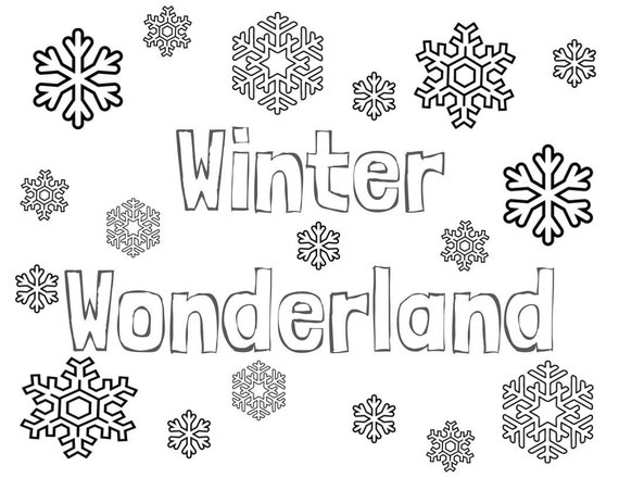 Printable winter wonderland snowflake coloring page worksheet