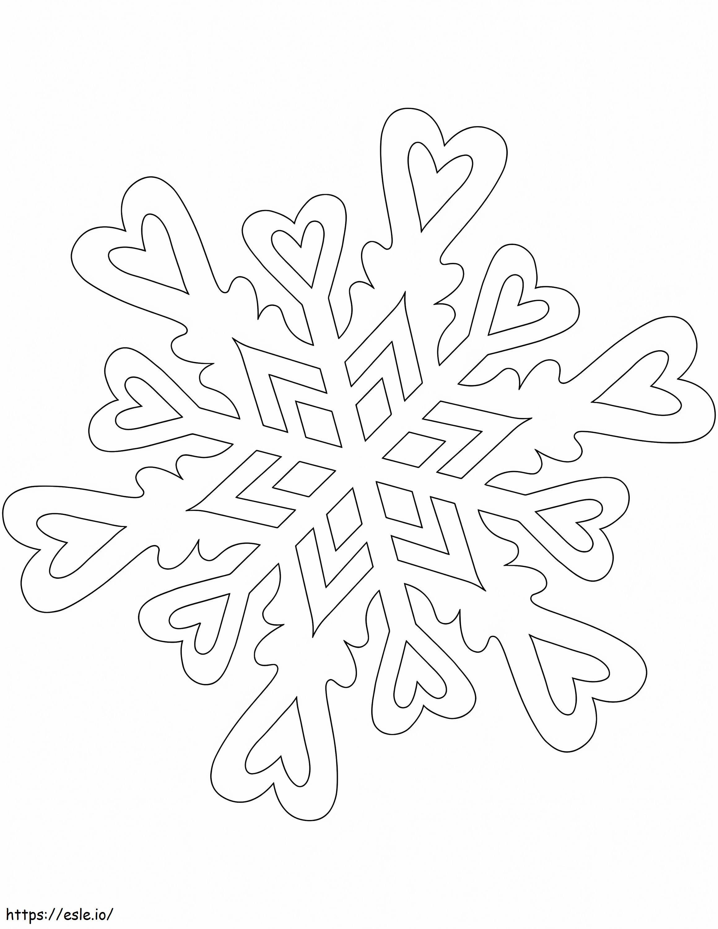 Snowflake pattern with hearts coloring page