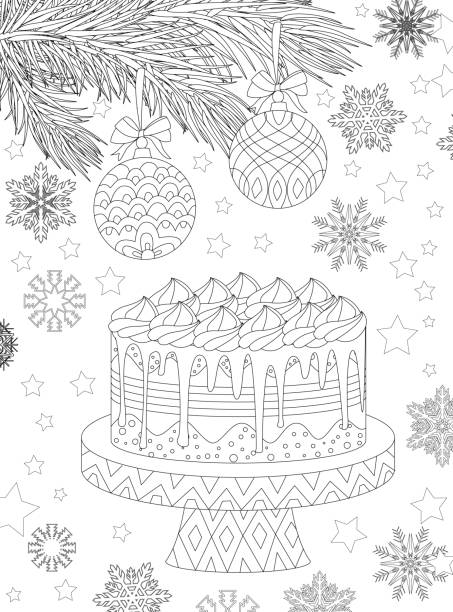 Christmas baking coloring page stock photos pictures royalty