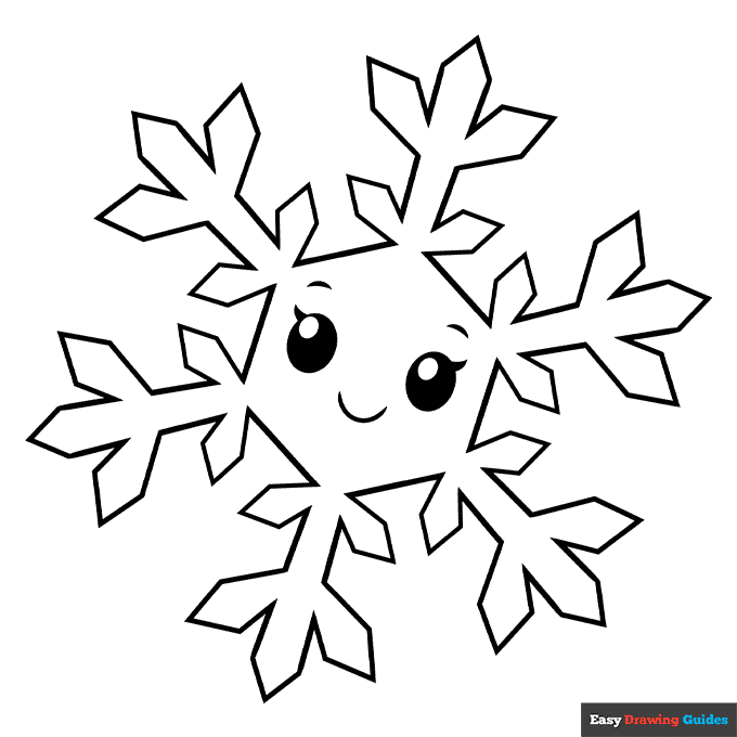 Cartoon snowflake coloring page easy drawing guides