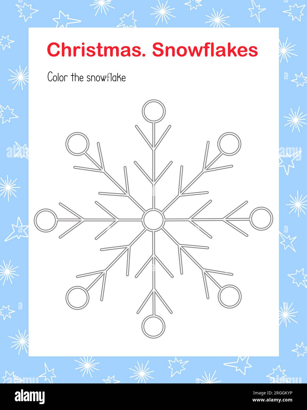 Snowflake simple outline cartoon coloring page vector illustration winter holiday christmas and new year printable educational or leisure game activity worksheet for kids teacher resources stock vector image art