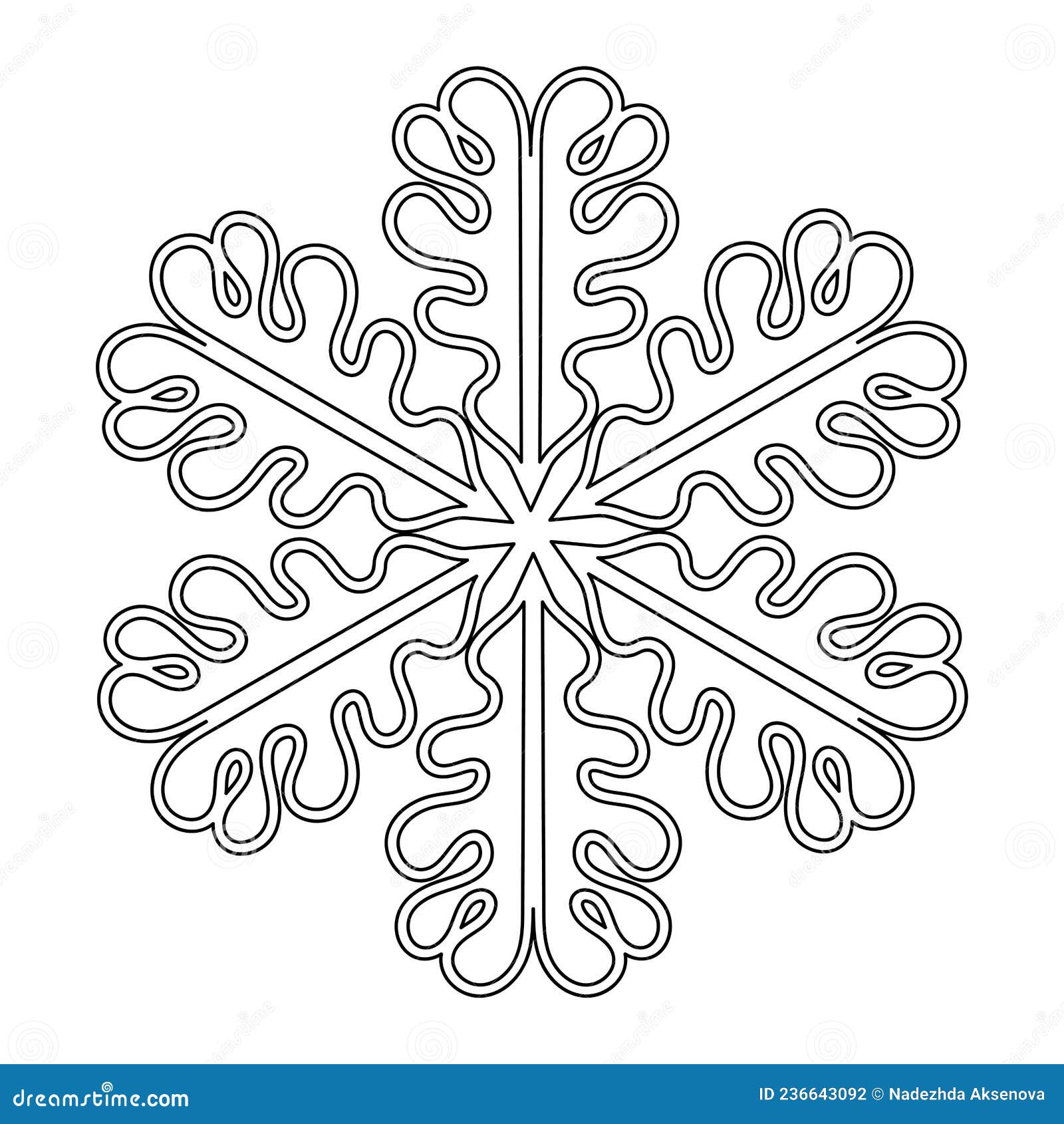 Simple coloring book page snowflake stock vector