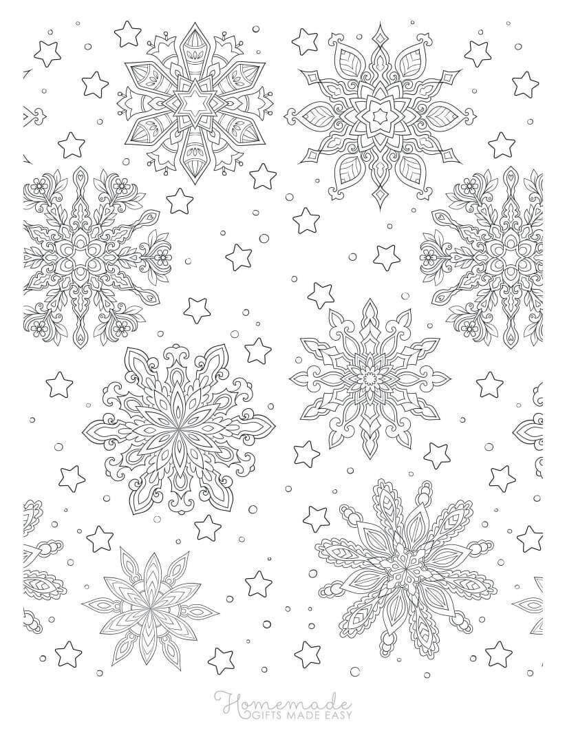 Printable snowflake coloring pages for adults