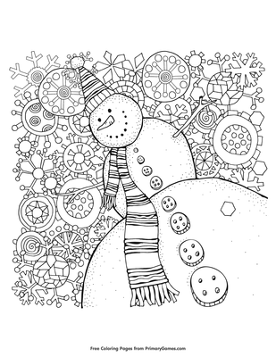 Happy snowman with snowflakes coloring page â free printable pdf from