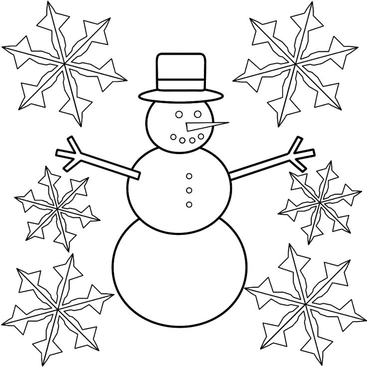 Snowman with snowflakes