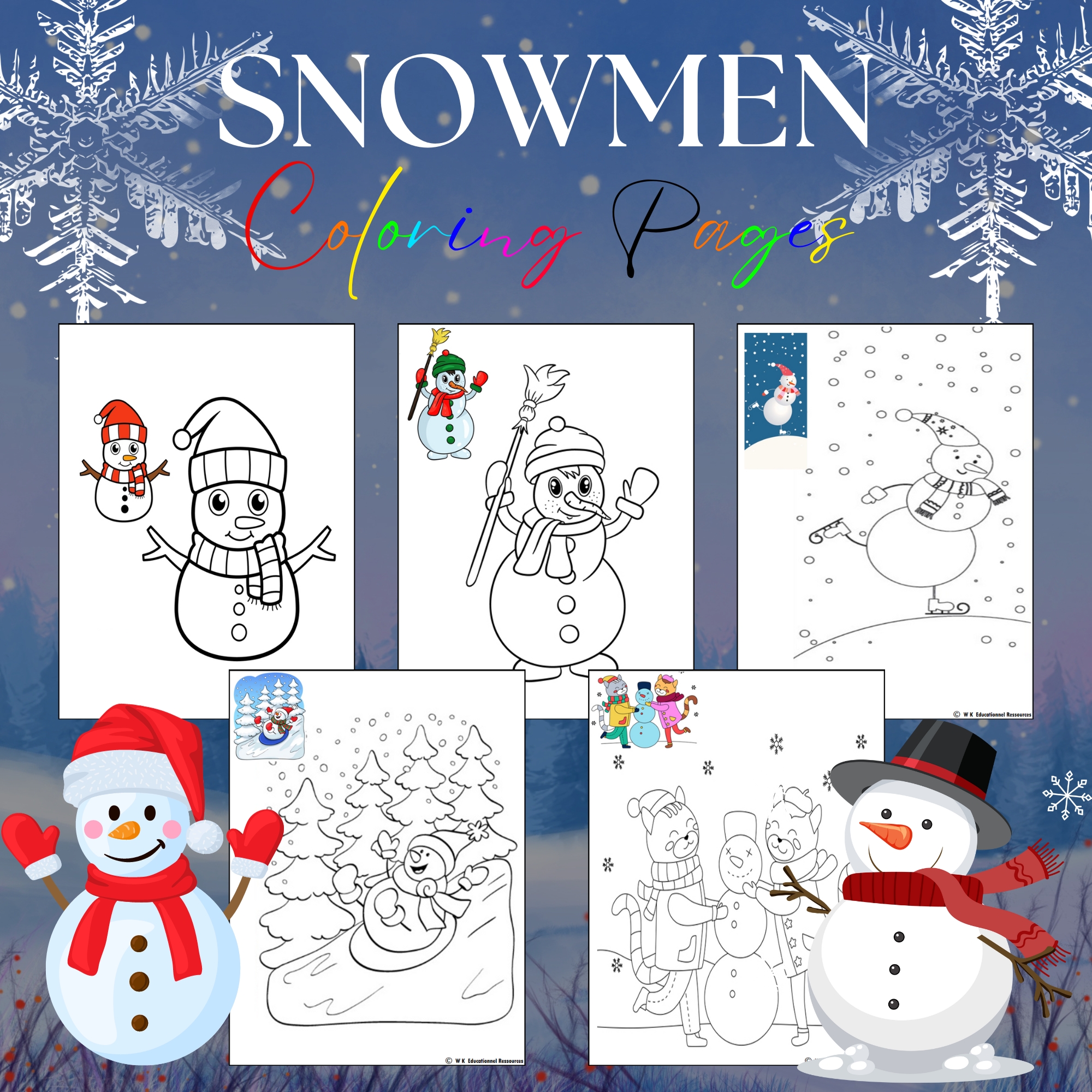 Snowman snowflakes coloring pages winter coloring pages december coloring sheet made by teachers