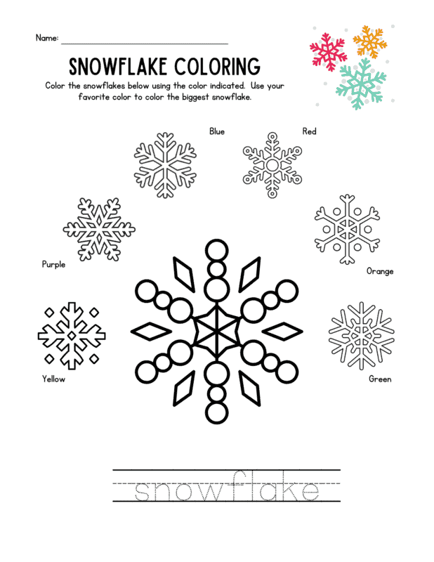 Free snowflake and snowman coloring pages