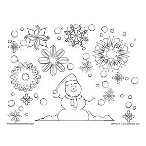 Simple snowman and snowflakes