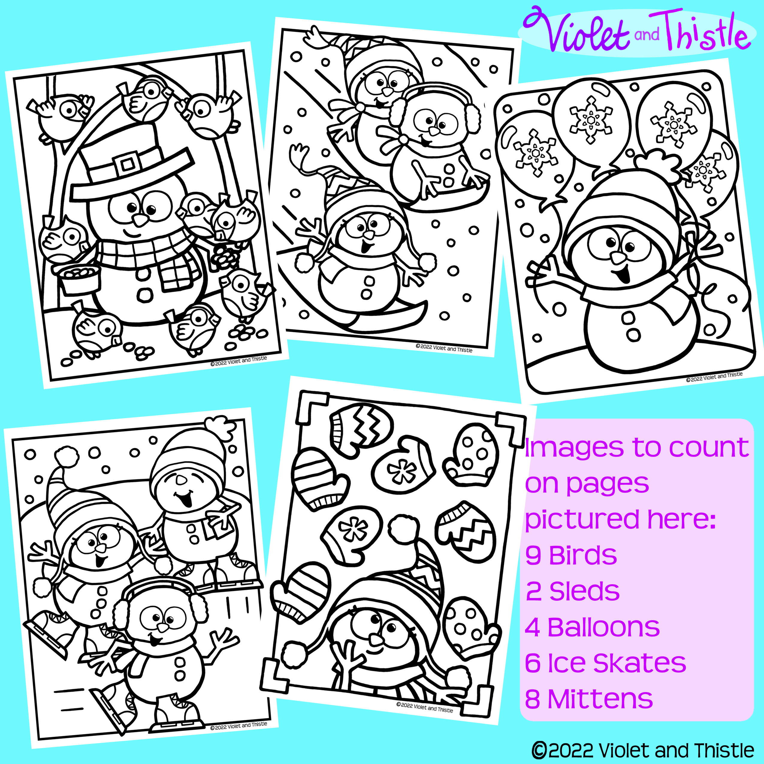 Snowman coloring pages cute snowman winter color counting sheets with math activity snowflake birds made by teachers